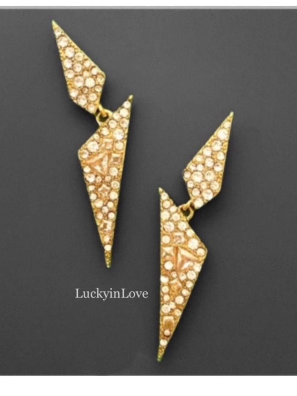 ALEXIS BITTAR • Gold Crystal Encrusted Hinged Origami Shards Post Drop Earrings